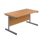 First Rectangular Cantilever Desk 1600x800x730mm Nova Oak/Silver KF803447