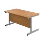 First Rectangular Cantilever Desk 1600x800x730mm Nova Oak/Silver KF803447
