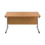 First Rectangular Cantilever Desk 1600x800x730mm Nova Oak/Silver KF803447