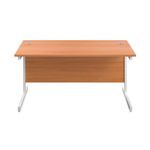First Rectangular Cantilever Desk 1600x800x730mm Beech/White KF803461