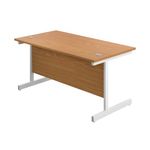 First Rectangular Cantilever Desk 1600x800x730mm Nova Oak/White KF803478