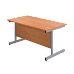 First Rectangular Cantilever Desk 1800x800x730mm Beech/Silver KF803492
