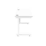 Astin Rectangular Single Upright Cantilever Desk 1400x600x730mm Arctic White/Arctic White KF803587