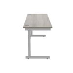 Astin Rectangular Single Upright Cantilever Desk 1600x600x730mm Alaskan Grey Oak/Silver KF803667