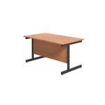 Jemini Rectangular Single Upright Cantilever Desk 1200x800x730mm Beech/Black KF803928