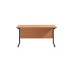 Jemini Rectangular Single Upright Cantilever Desk 1400x600x730mm Beech/Black KF803997