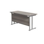 Jemini Rectangular Cantilever Desk 1400x600x730mm Grey Oak/Silver KF806332