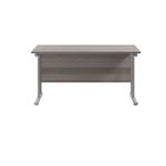 Jemini Rectangular Cantilever Desk 1400x600x730mm Grey Oak/Silver KF806332