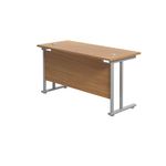 Jemini Rectangular Cantilever Desk 1400x600x730mm Nova Oak/Silver KF806349