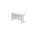 Jemini Rectangular Cantilever Desk 1400x600x730mm White/Silver KF806356
