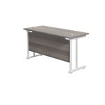 Jemini Rectangular Cantilever Desk 1400x600x730mm Grey Oak/White KF806394