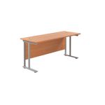 Jemini Rectangular Cantilever Desk 1800x600x730mm Beech/Silver KF806561