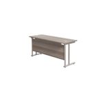 Jemini Rectangular Cantilever Desk 1800x600x730mm Grey Oak/Silver KF806578
