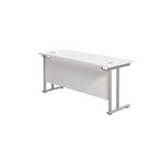 Jemini Rectangular Cantilever Desk 1800x600x730mm White/Silver KF806592