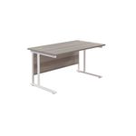 Jemini Rectangular Cantilever Desk 1200x800x730mm Grey Oak/White KF806875