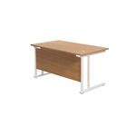 Jemini Rectangular Cantilever Desk 1200x800x730mm Nova Oak/White KF806882