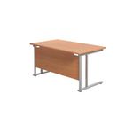 Jemini Rectangular Cantilever Desk 1400x800x730mm Beech/Silver KF806929