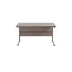 Jemini Rectangular Cantilever Desk 1400x800x730mm Grey Oak/Silver KF806936