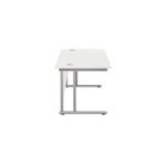 Jemini Rectangular Cantilever Desk 1400x800x730mm White/Silver KF806950