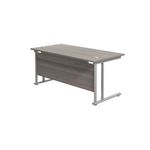 Jemini Rectangular Cantilever Desk 1600x800x730mm Grey Oak/Silver KF807056