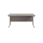 Jemini Rectangular Cantilever Desk 1600x800x730mm Grey Oak/Silver KF807056