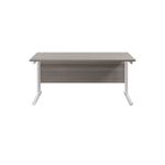Jemini Rectangular Cantilever Desk 1600x800x730mm Grey Oak/White KF807117