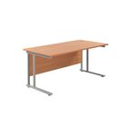 Jemini Rectangular Cantilever Desk 1800x800x730mm Beech/Silver KF807162