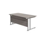 Jemini Rectangular Cantilever Desk 1800x800x730mm Grey Oak/Silver KF807179
