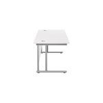 Jemini Rectangular Cantilever Desk 1800x800x730mm White/Silver KF807193