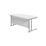 Jemini Rectangular Cantilever Desk 1800x800x730mm White/Silver KF807193