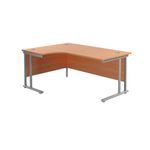 Jemini Radial Left Hand Cantilever Desk 1600x1200x730mm Beech/Silver KF807520
