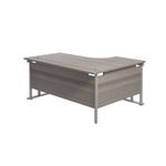 Jemini Radial Left Hand Cantilever Desk 1600x1200x730mm Grey Oak/Silver KF807537