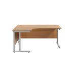 Jemini Radial Left Hand Cantilever Desk 1600x1200x730mm Nova Oak/Silver KF807544