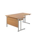 Jemini Radial Left Hand Cantilever Desk 1600x1200x730mm Nova Oak/Silver KF807544