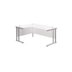 Jemini Radial Left Hand Cantilever Desk 1600x1200x730mm White/Silver KF807551