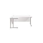 Jemini Radial Left Hand Cantilever Desk 1600x1200x730mm White/Silver KF807551
