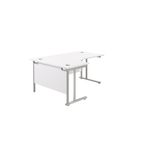 Jemini Radial Left Hand Cantilever Desk 1600x1200x730mm White/Silver KF807551