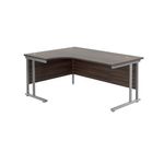 Jemini Radial Left Hand Cantilever Desk 1600x1200x730mm Dark Walnut/Silver KF807575