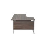 Jemini Radial Left Hand Cantilever Desk 1600x1200x730mm Dark Walnut/Silver KF807575