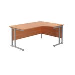 Jemini Radial Right Hand Cantilever Desk 1600x1200x730mm Beech/Silver KF807582