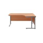 Jemini Radial Right Hand Cantilever Desk 1600x1200x730mm Beech/Silver KF807582