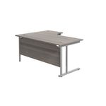 Jemini Radial Right Hand Cantilever Desk 1600x1200x730mm Grey Oak/Silver KF807599