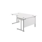 Jemini Radial Right Hand Cantilever Desk 1600x1200x730mm White/Silver KF807612