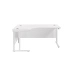 Jemini Radial Left Hand Cantilever Desk 1600x1200x730mm White/White KF807674