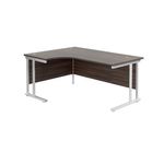 Jemini Radial Left Hand Cantilever Desk 1600x1200x730mm Dark Walnut/White KF807698
