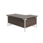 Jemini Radial Left Hand Cantilever Desk 1600x1200x730mm Dark Walnut/White KF807698