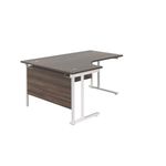 Jemini Radial Left Hand Cantilever Desk 1600x1200x730mm Dark Walnut/White KF807698