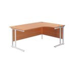 Jemini Radial Right Hand Cantilever Desk 1600x1200x730mm Beech/White KF807704