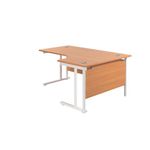 Jemini Radial Right Hand Cantilever Desk 1600x1200x730mm Beech/White KF807704