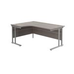 Jemini Radial Left Hand Cantilever Desk 1800x1200x730mm Grey Oak/Silver KF807773